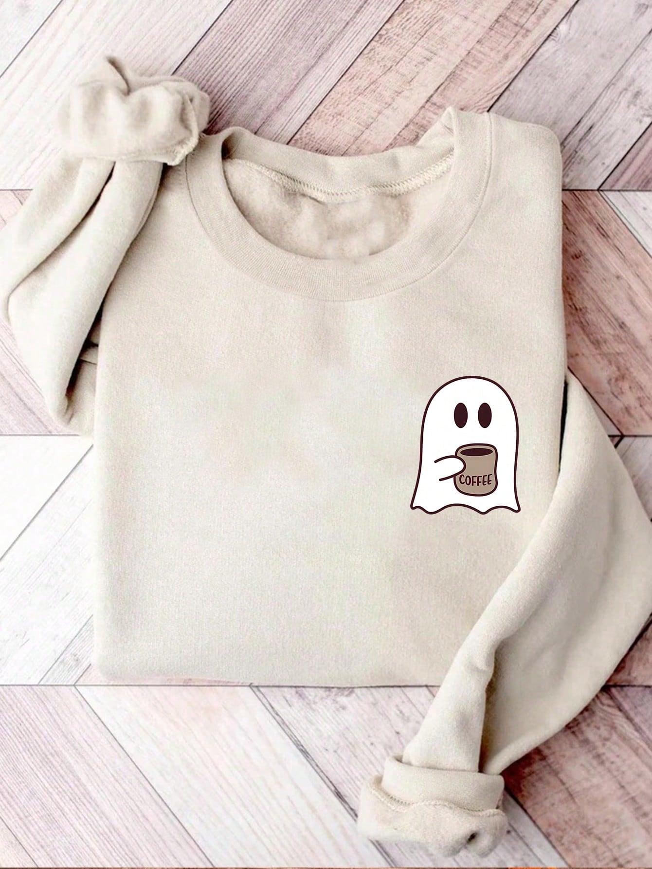 Cute Ghost Coffee Sweatshirt, Women Ghost Sweatshirt, Ghost Season, Fall Coffee Lover Shirt, Halloween Party Tee, Autumn Pattern Shirt