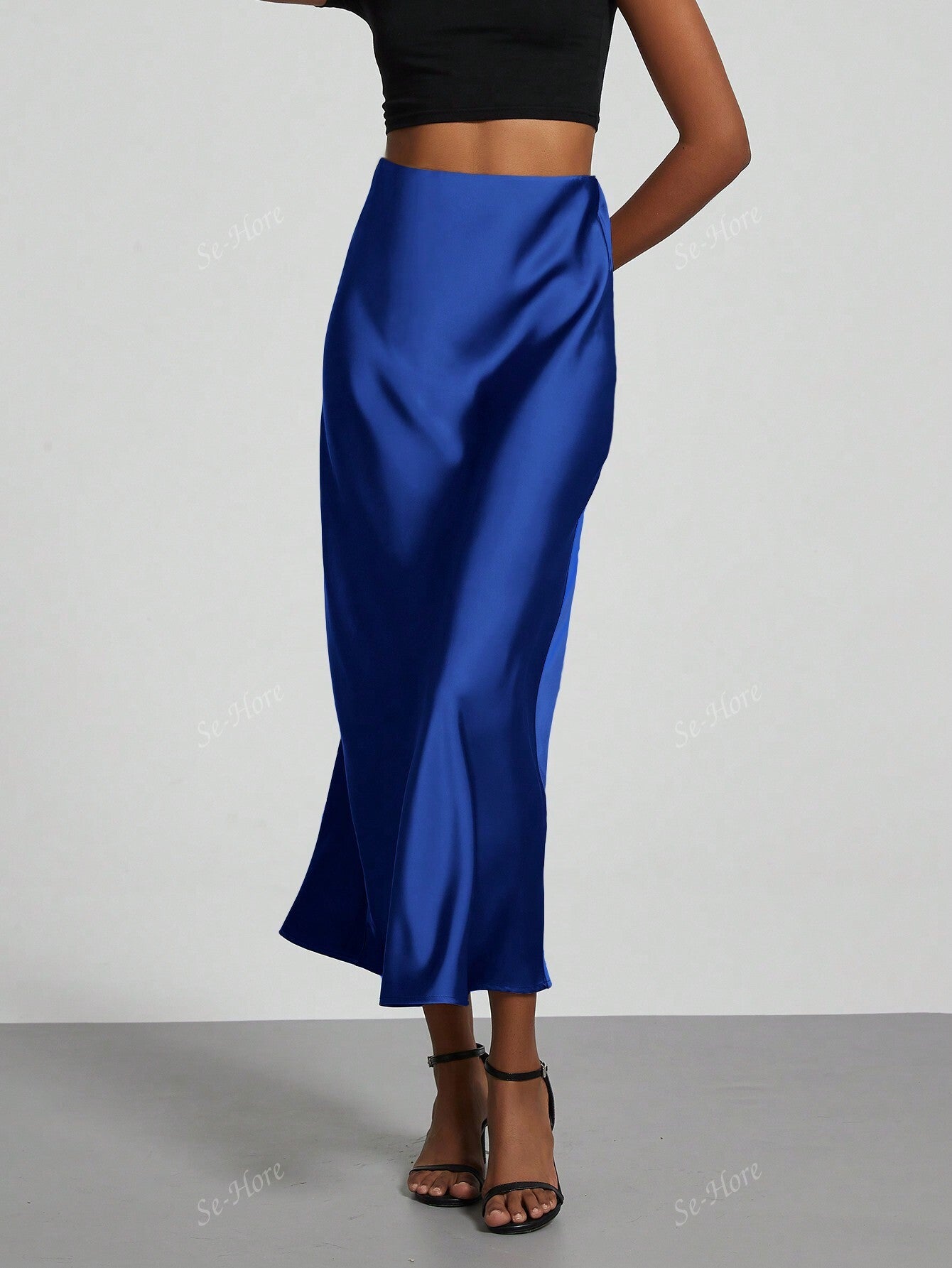 Women's Elastic Satin Silk Texture Midi Skirt