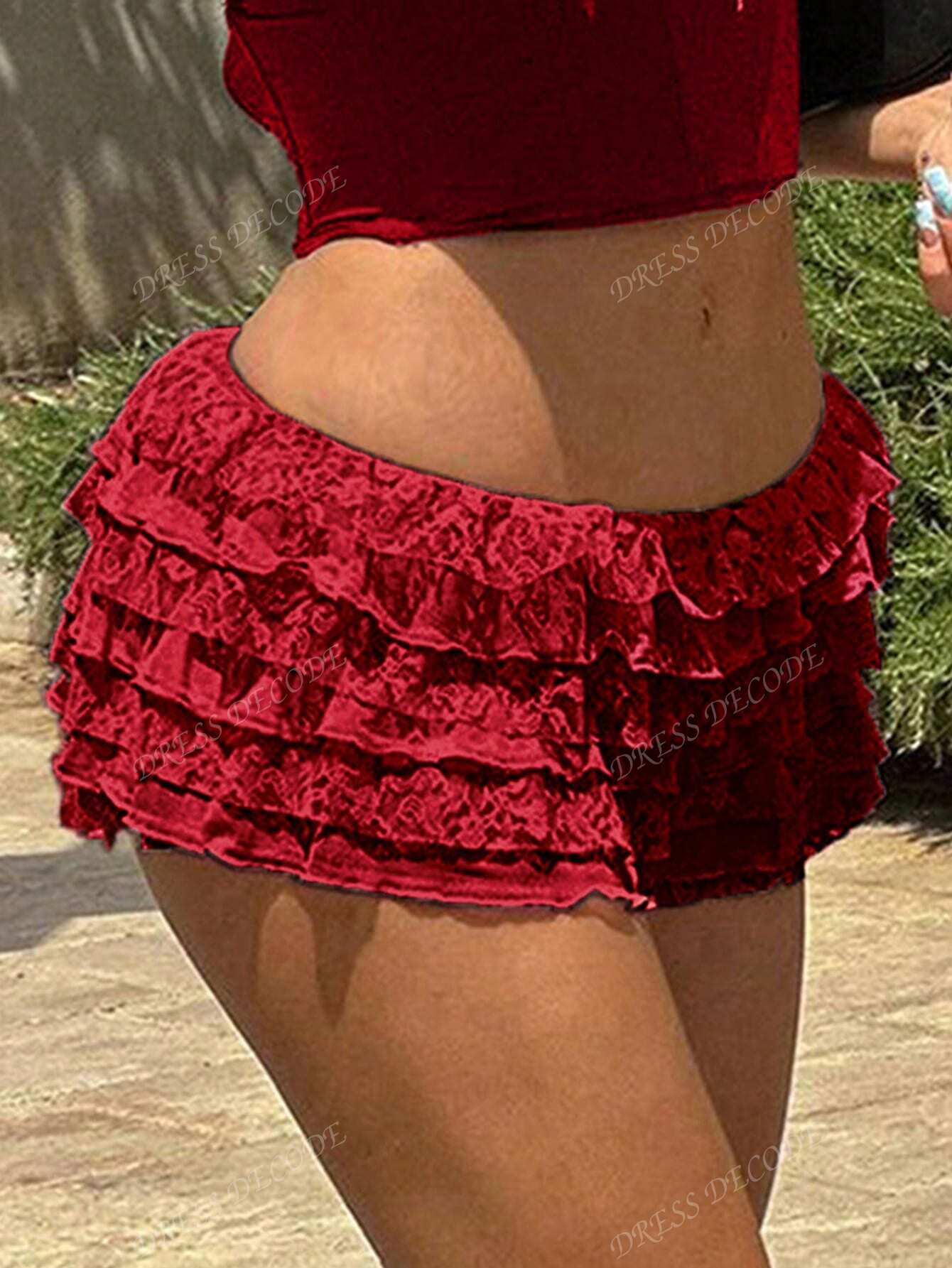 Women's Layered Lace & Chiffon Ruffled Pantaloon Shorts