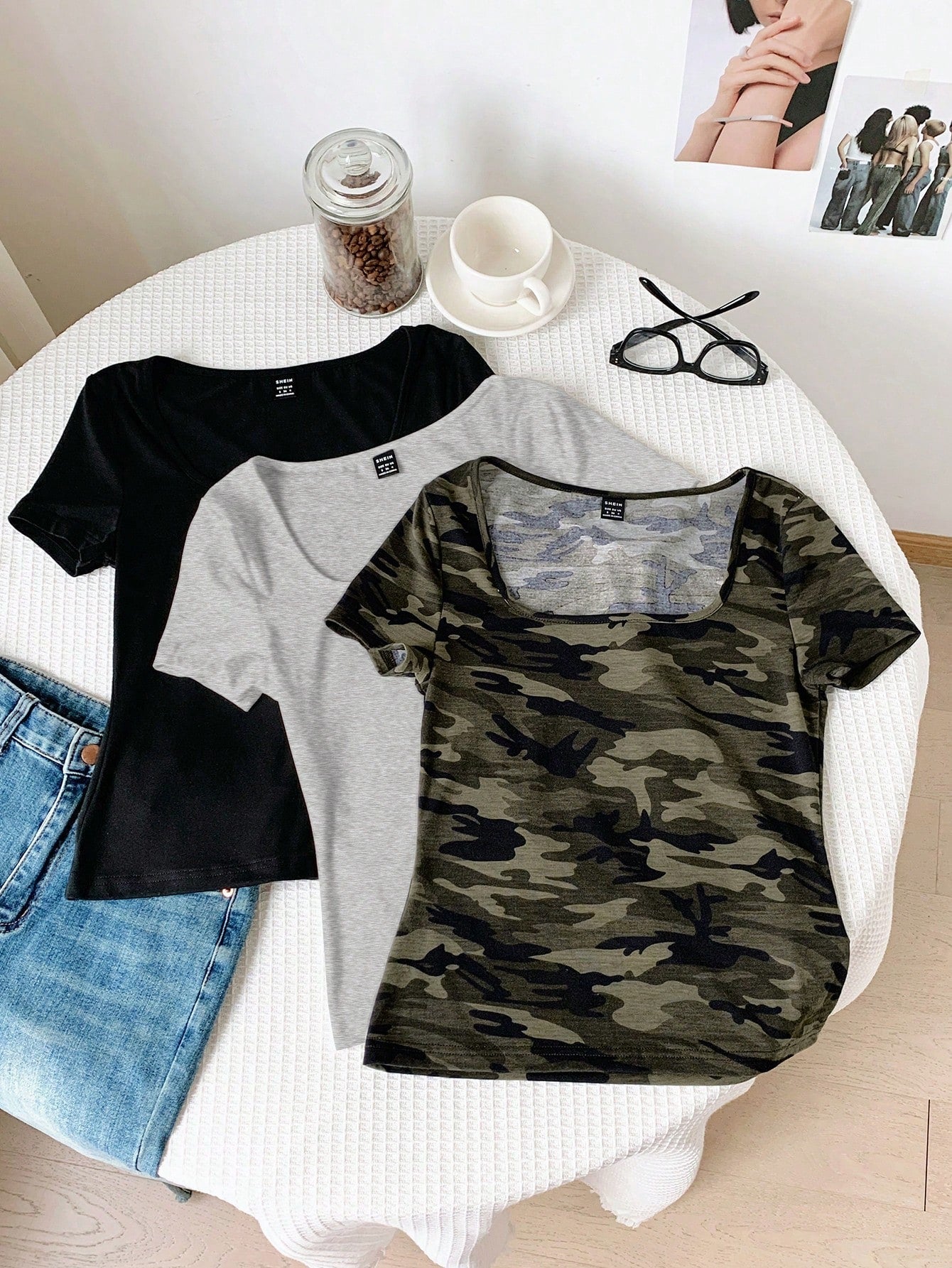 3pcs Crop Sleeve Casual Slim Fit Women's T-Shirts, Suitable For Summer