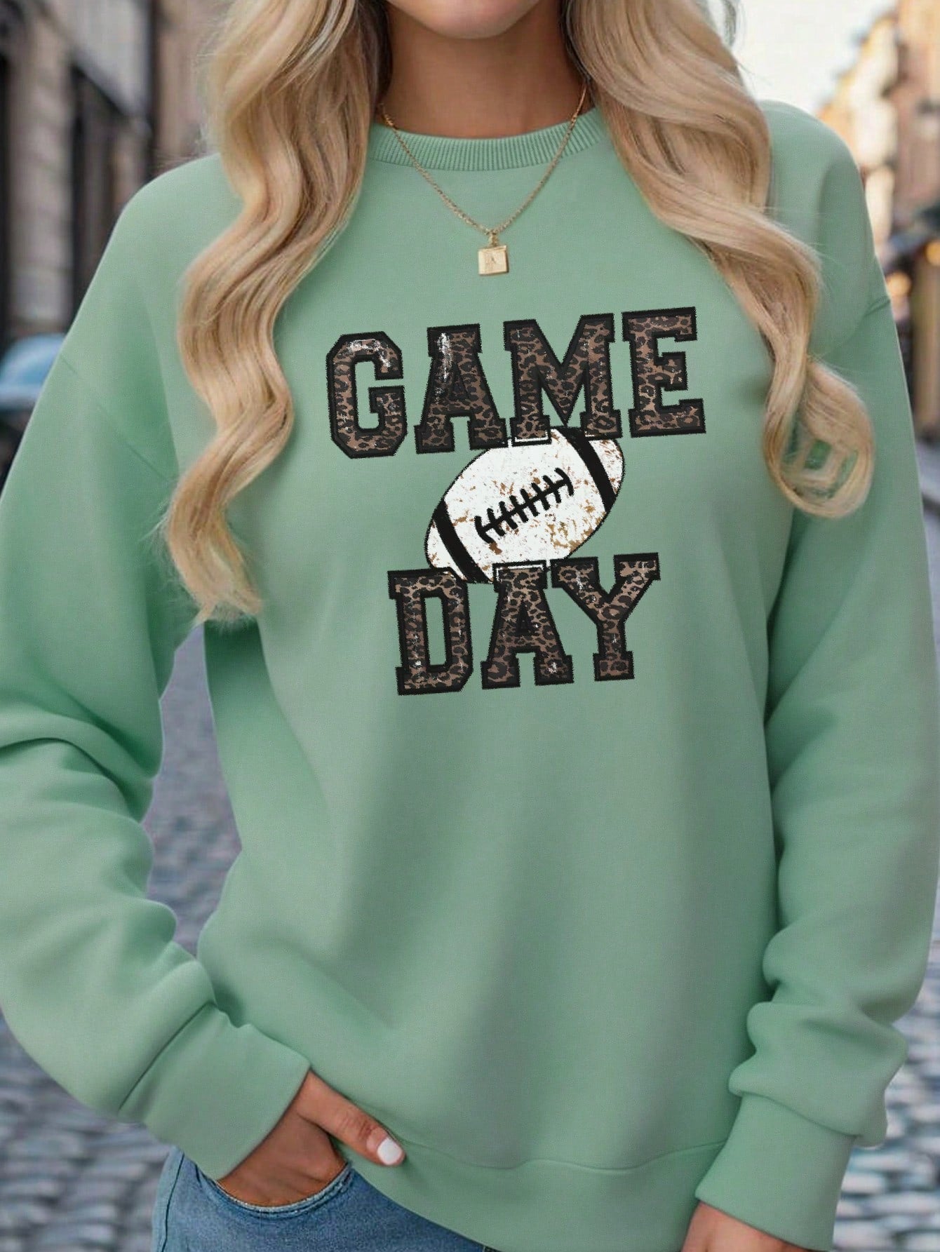 Casual Football & Game Day Print Sweatshirt, Crewneck Long Sleeve Pullover For Autumn Winter