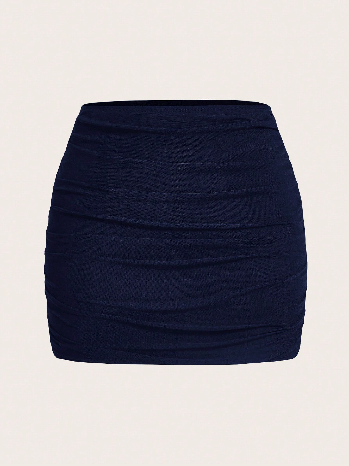 Summer Mesh Double Layer Ruched Flared Mini Skirt