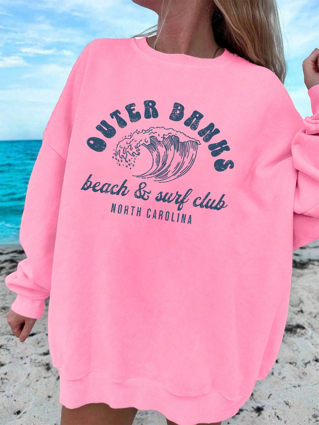 Women's Beach & Surfing Themed Letter Print Sweatshirt