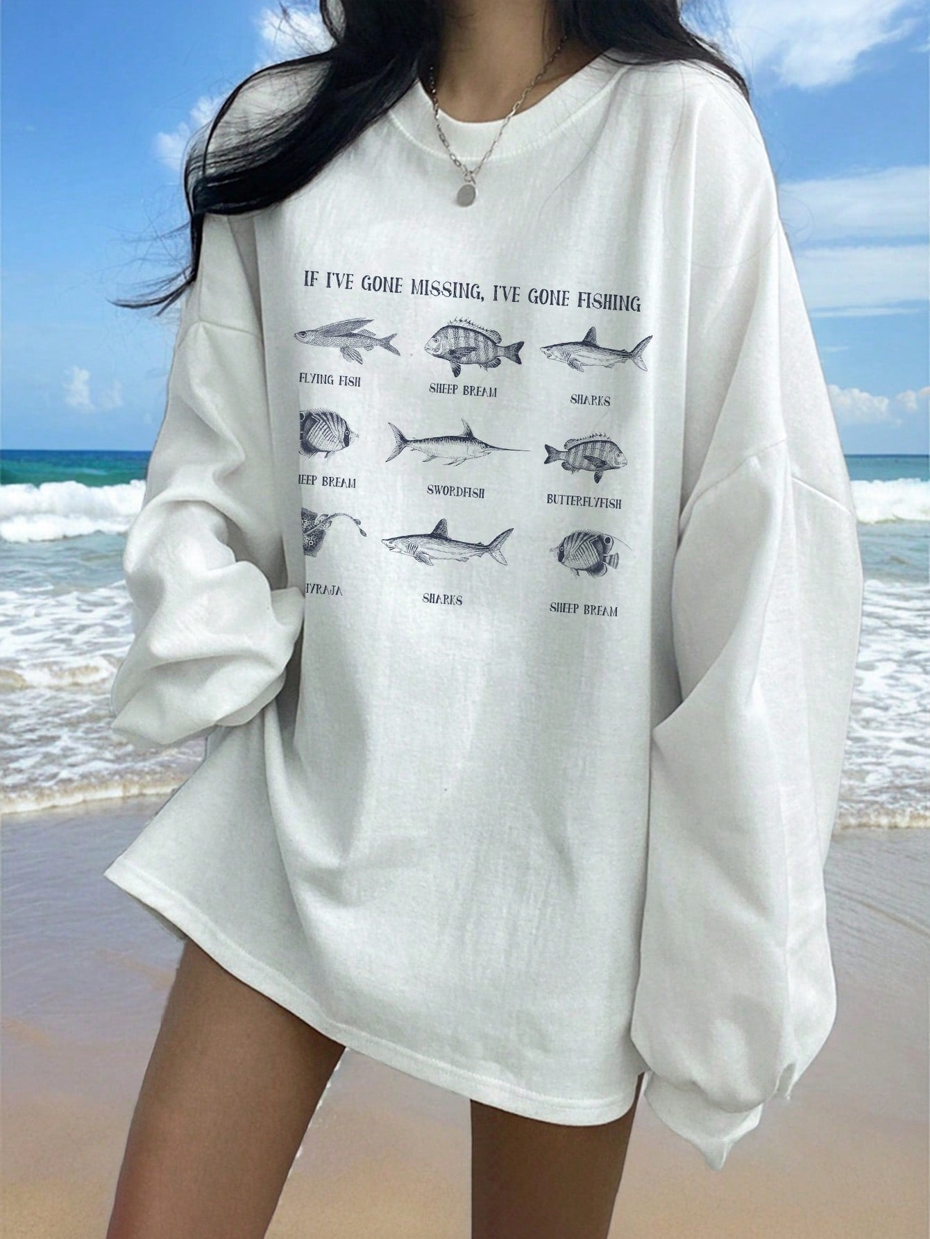 Solid Drop Shoulder Oversized Pullover