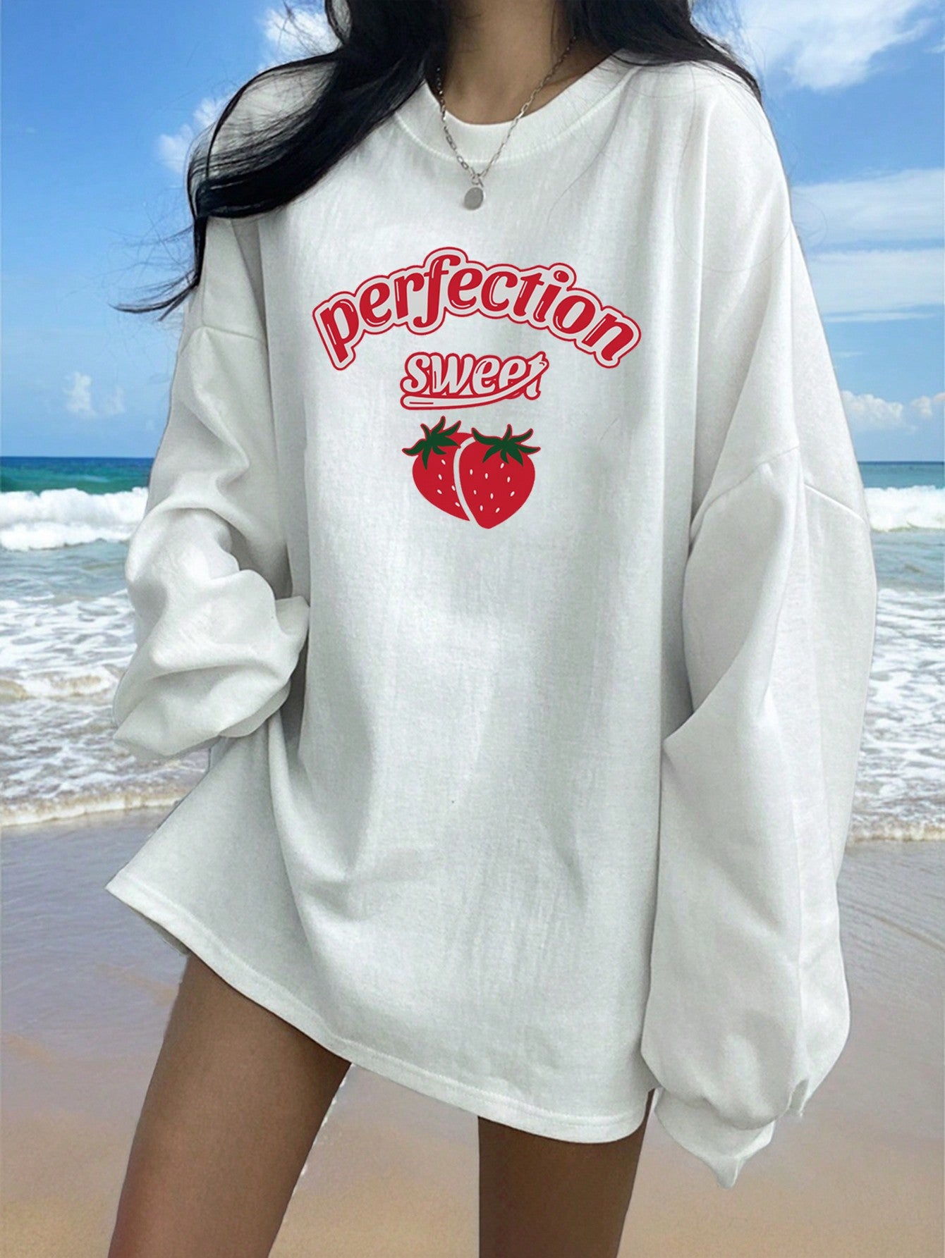 Solid Drop Shoulder Oversized Pullover