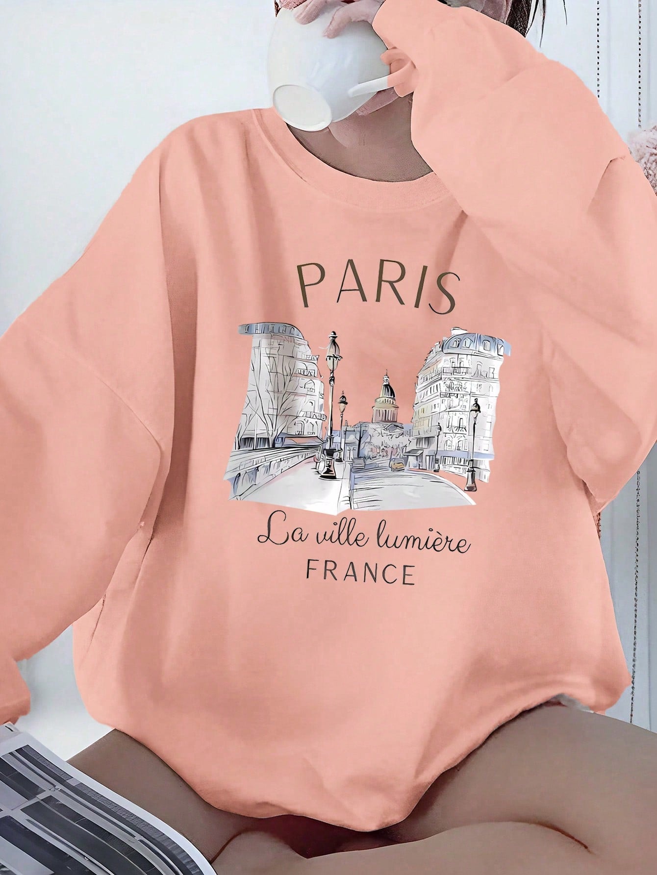 Paris Print Crew Neck Sweatshirt