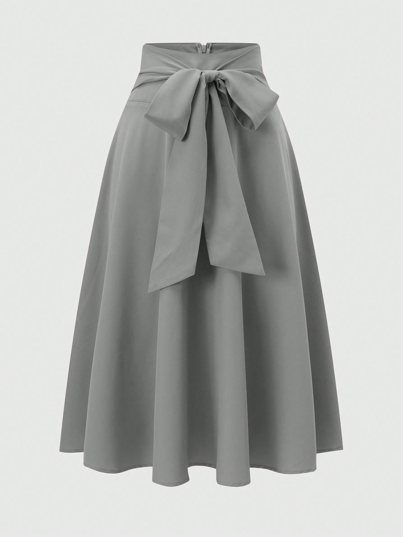 Ladies' Solid Color Side Tie Half-Length Skirt, Suitable For Spring And Summer