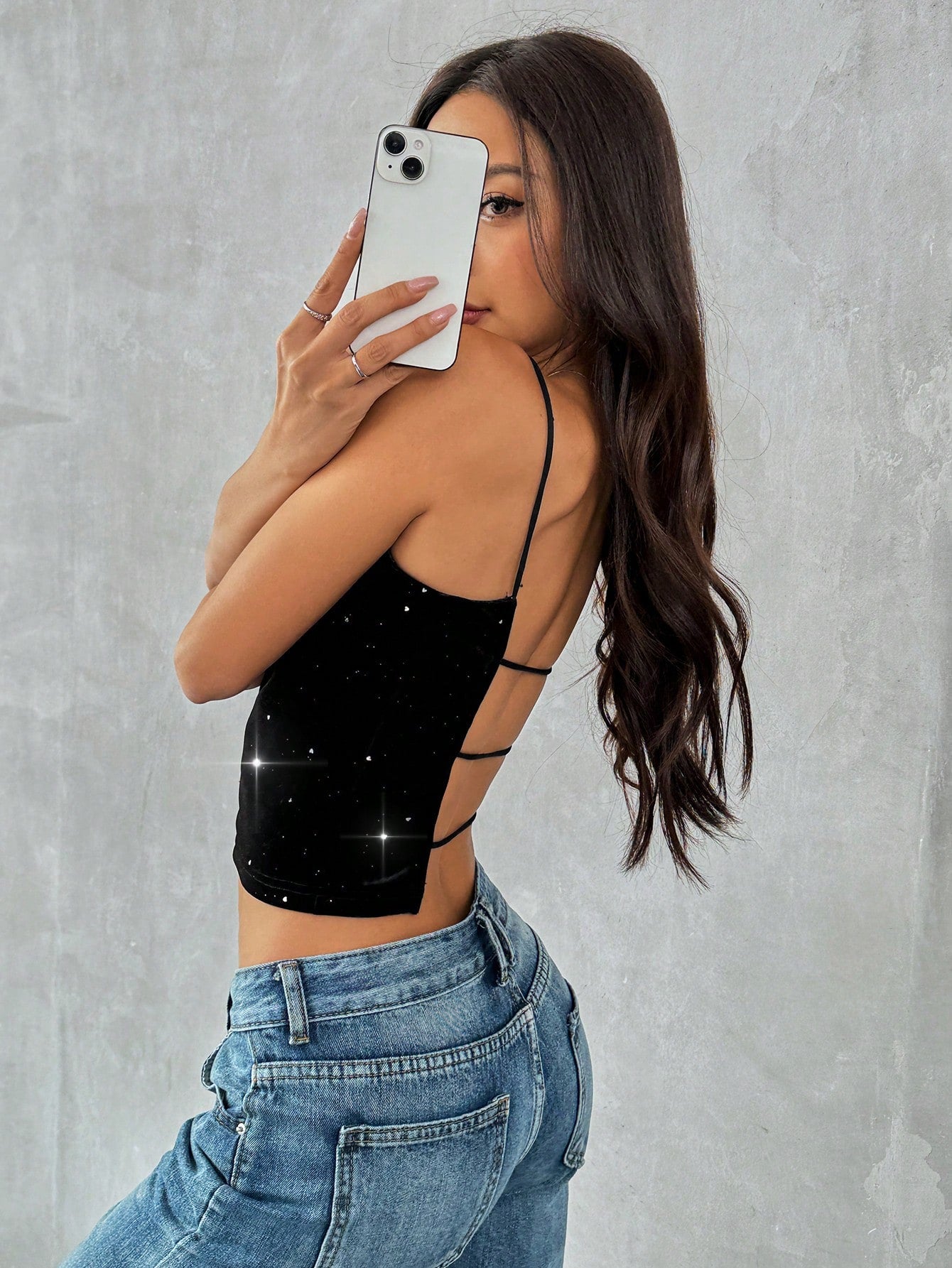 Solid Color Slim Fit Backless Crop Top Camisole For Summer