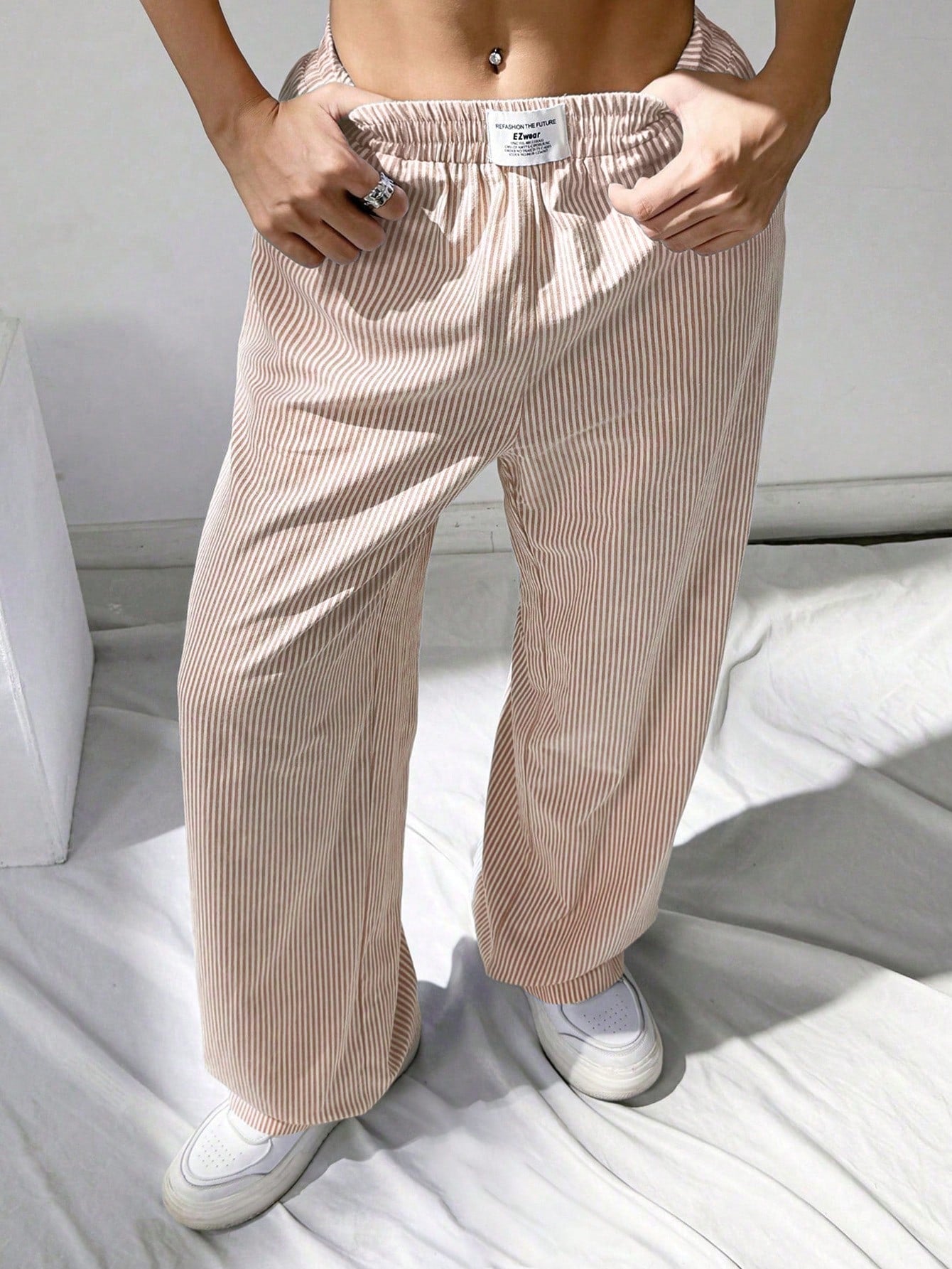 Apricot Linen Women's Wide Leg Pants