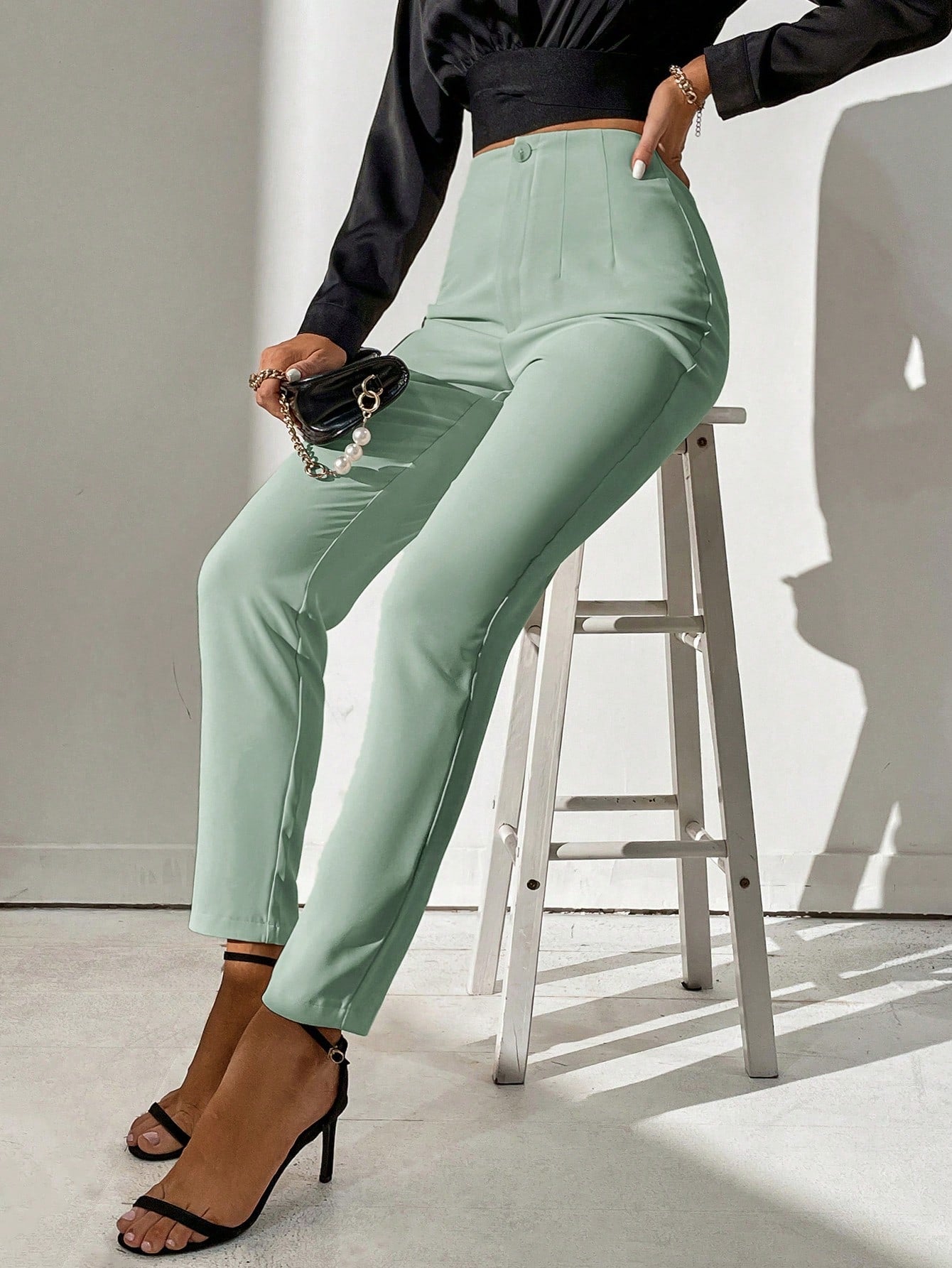 Tall High Waist Plicated Detail Pants