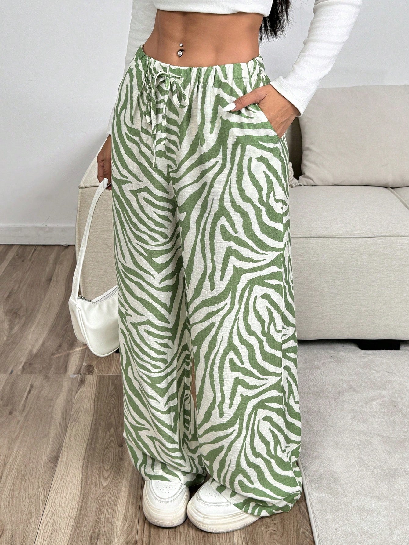 Women's Summer Casual Wide-Legged Pants With Zebra Print