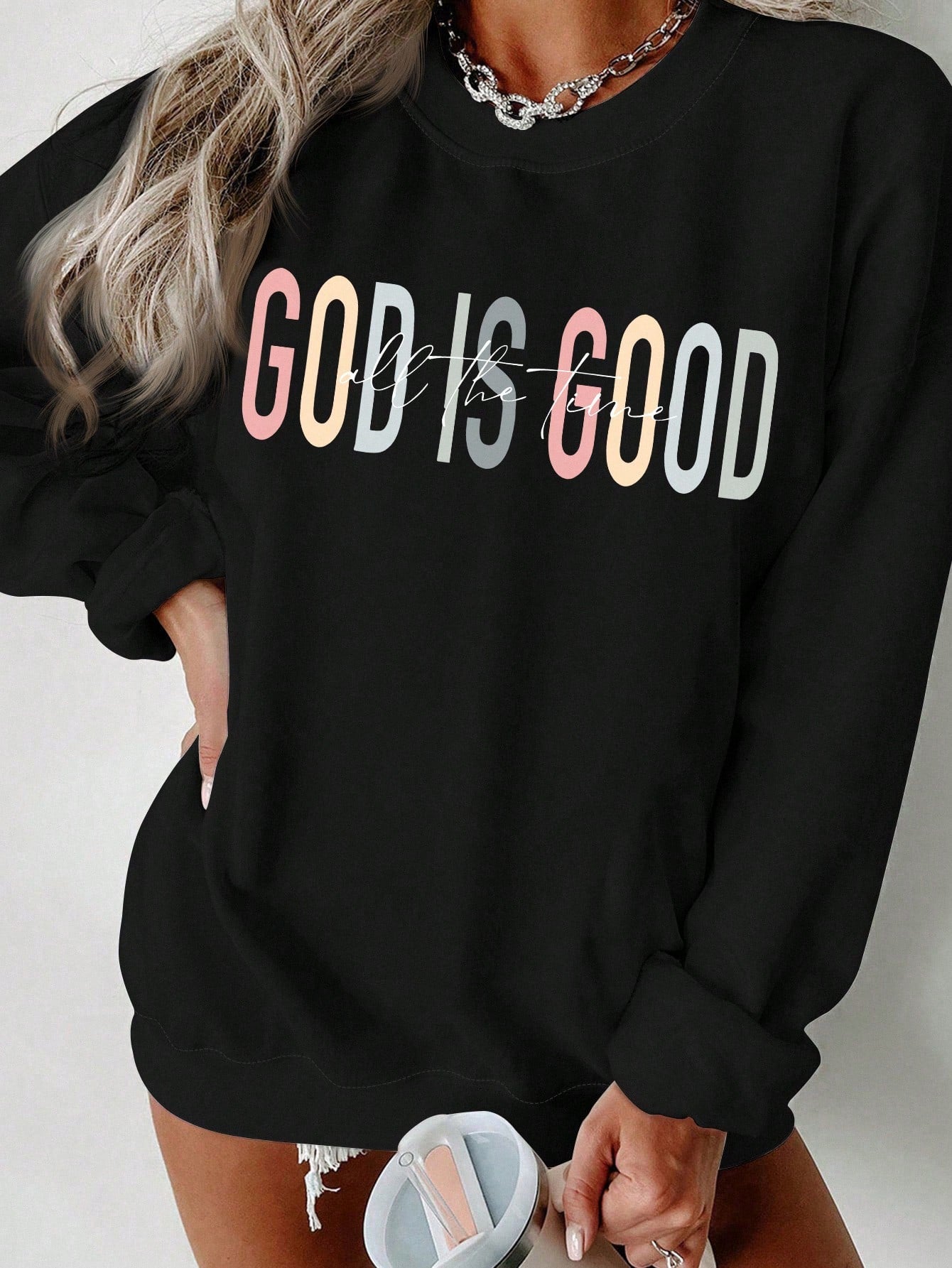 Autumn And Winter Creative Personalized Letter Printing Round Neck Casual Loose Women Sweatshirt