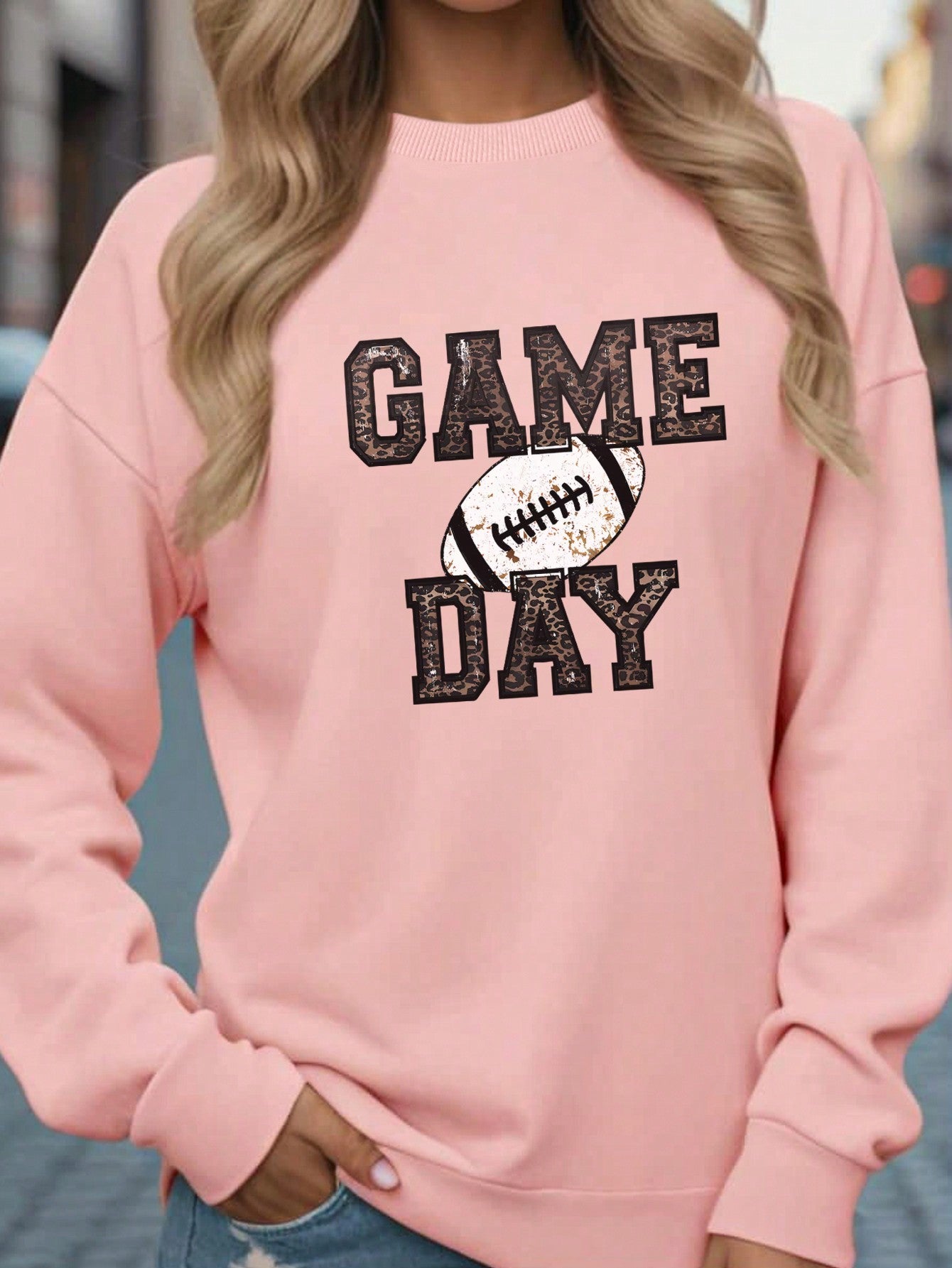 Casual Football & Game Day Print Sweatshirt, Crewneck Long Sleeve Pullover For Autumn Winter