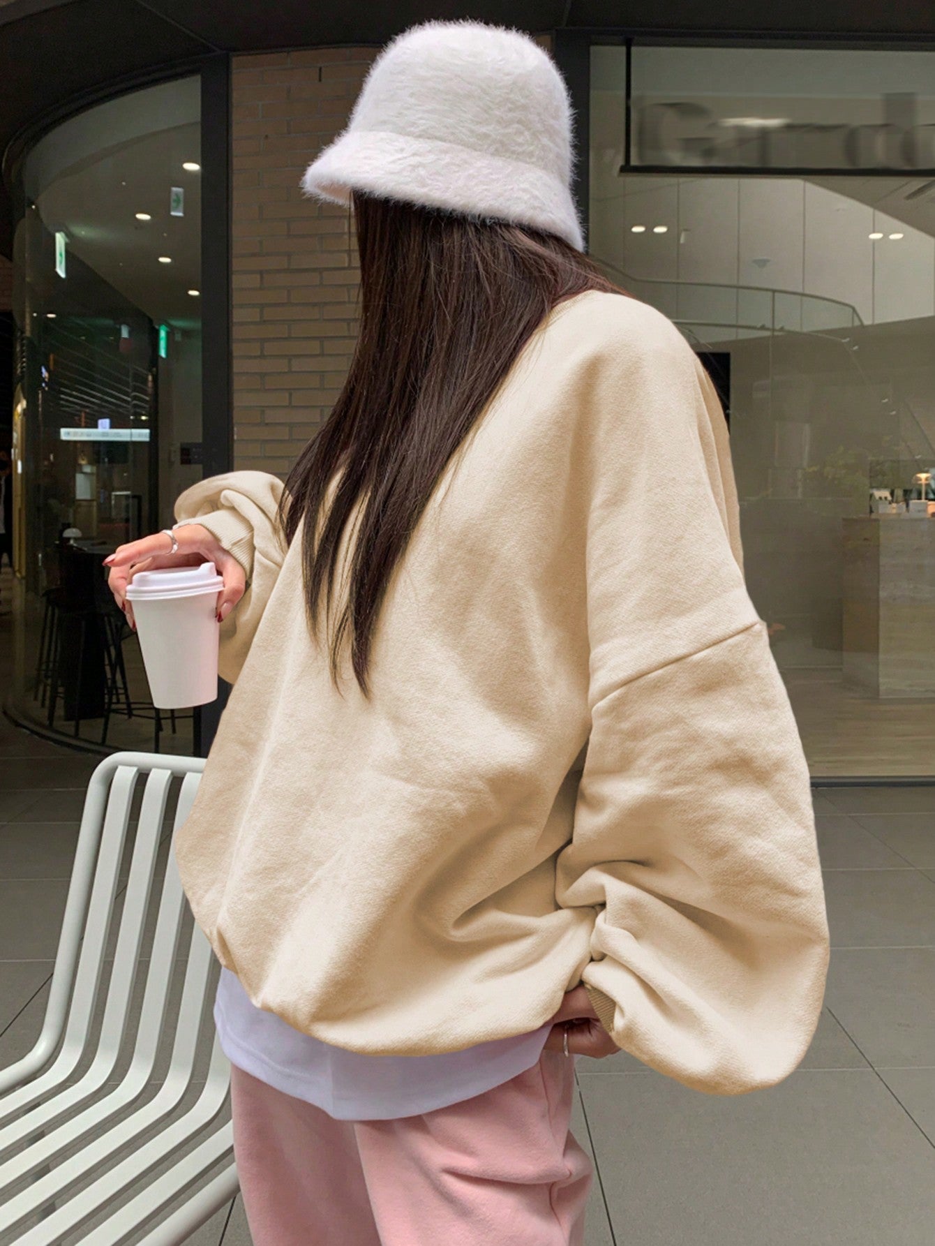 Women's Solid Color Loose Fit Drop Shoulder Sweatshirt