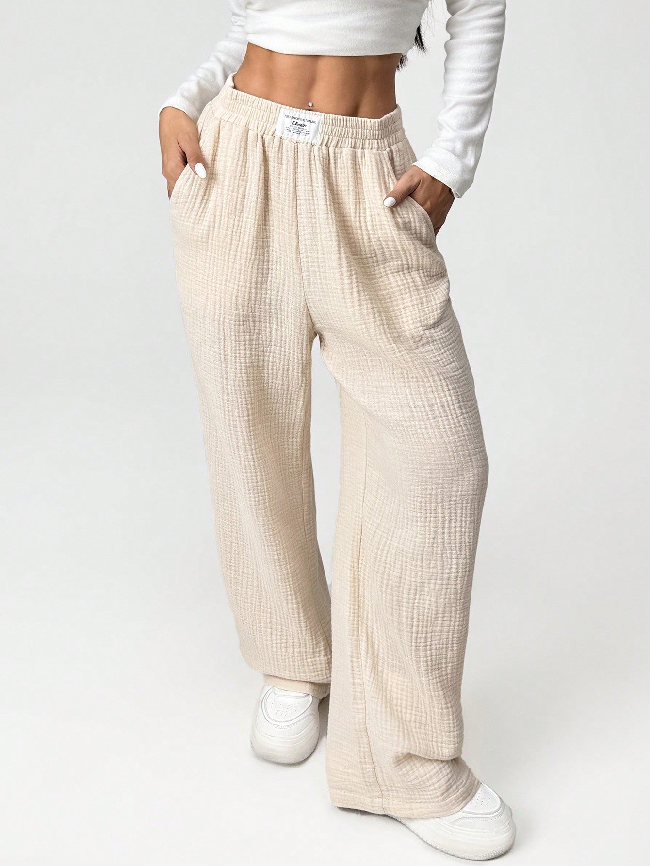 Apricot Linen Women's Wide Leg Pants