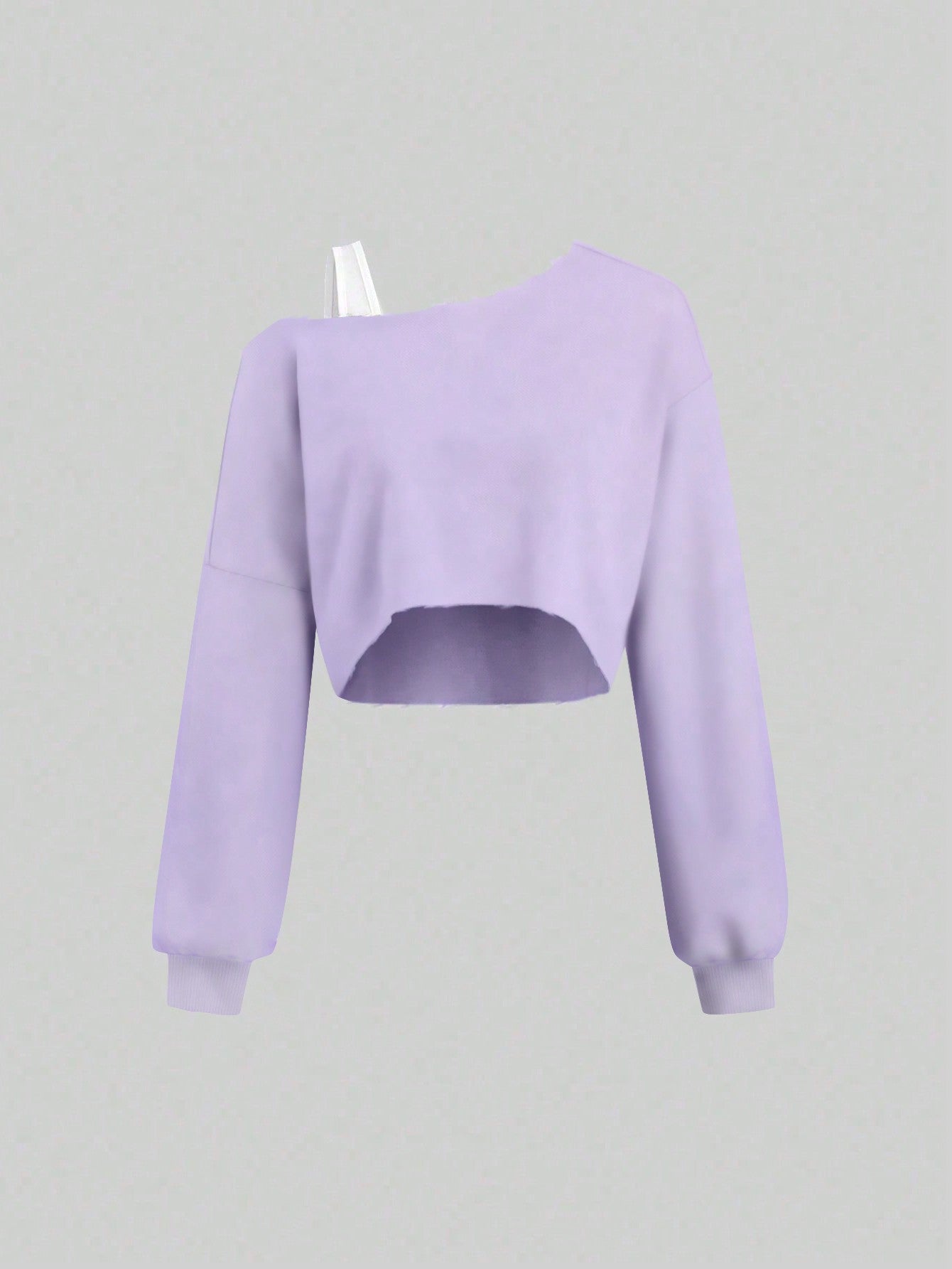 Colorblock Asymmetrical Neck Cropped Women's Sweatshirt