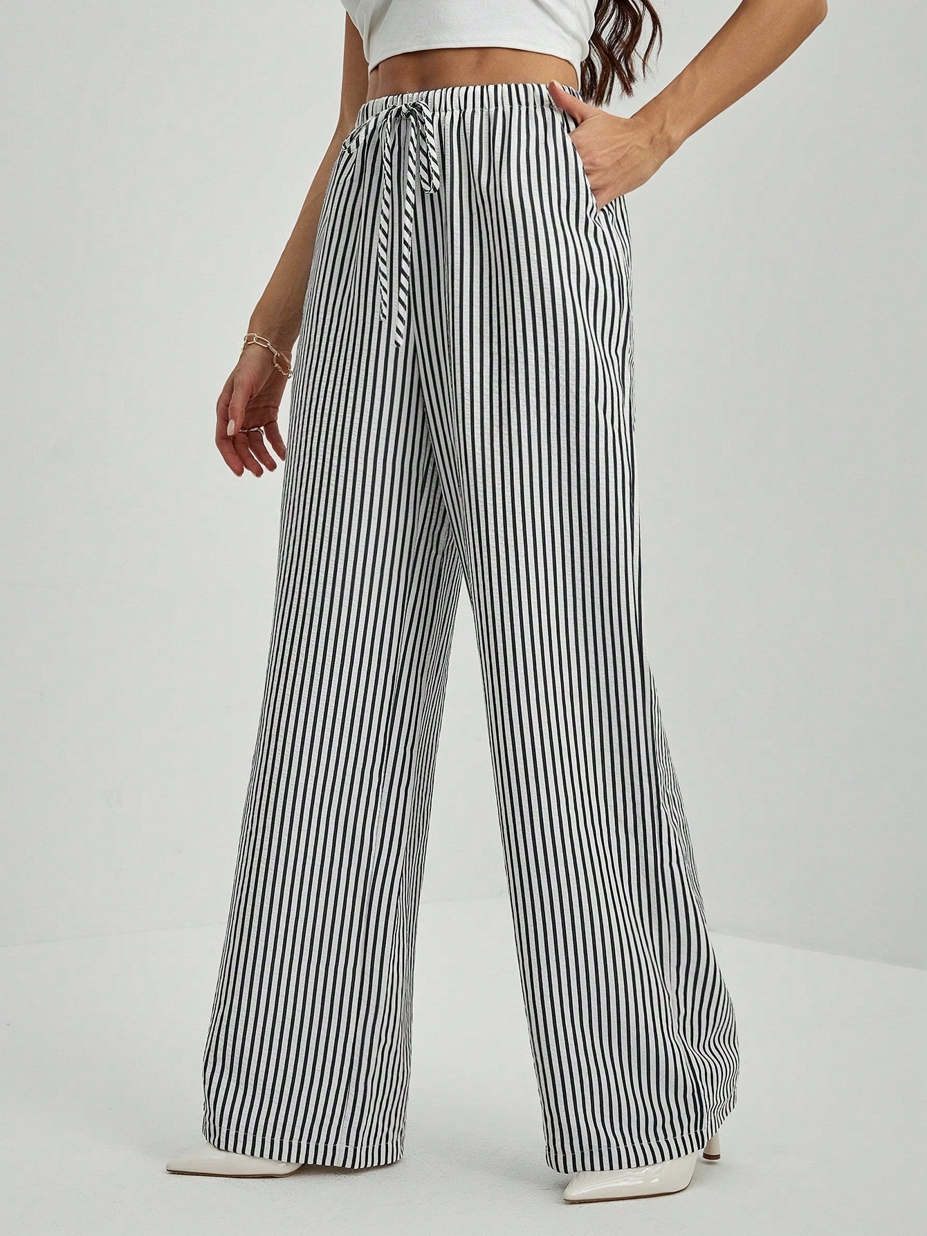 Tall Striped & Printed Casual Daily Wear Women Spring/Summer Long Pants