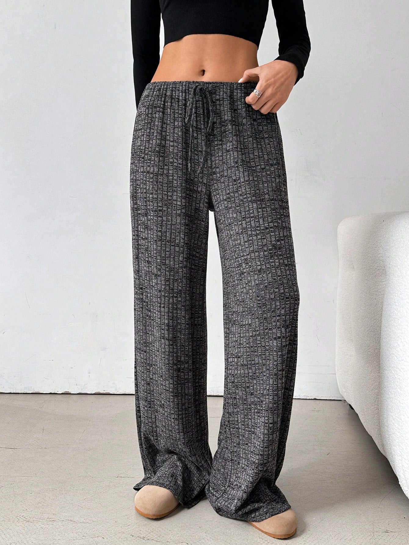 Women's Front Tie Striped Casual Pants