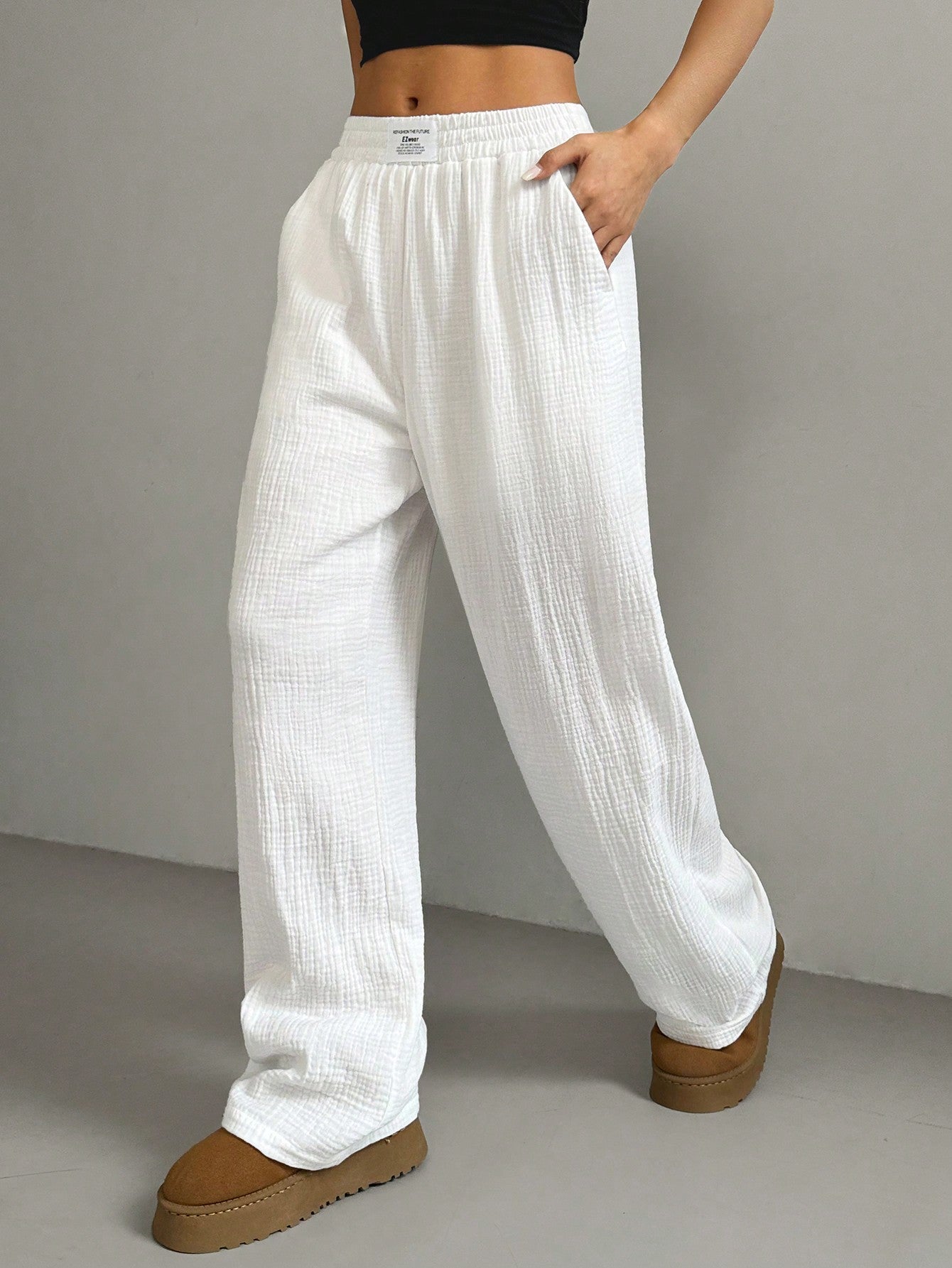 Apricot Linen Women's Wide Leg Pants