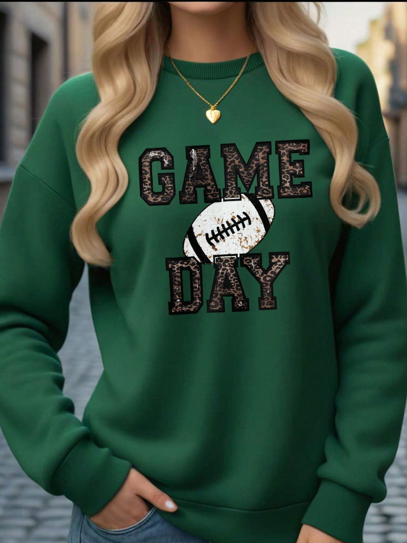 Casual Football & Game Day Print Sweatshirt, Crewneck Long Sleeve Pullover For Autumn Winter