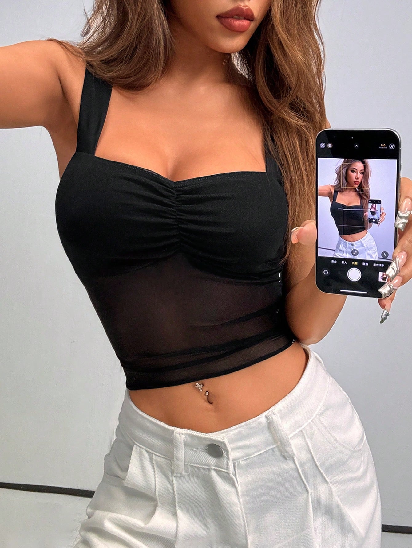 Lace Splice Sexy Camisole Top With Wide Strap For Women, Casual Vacation