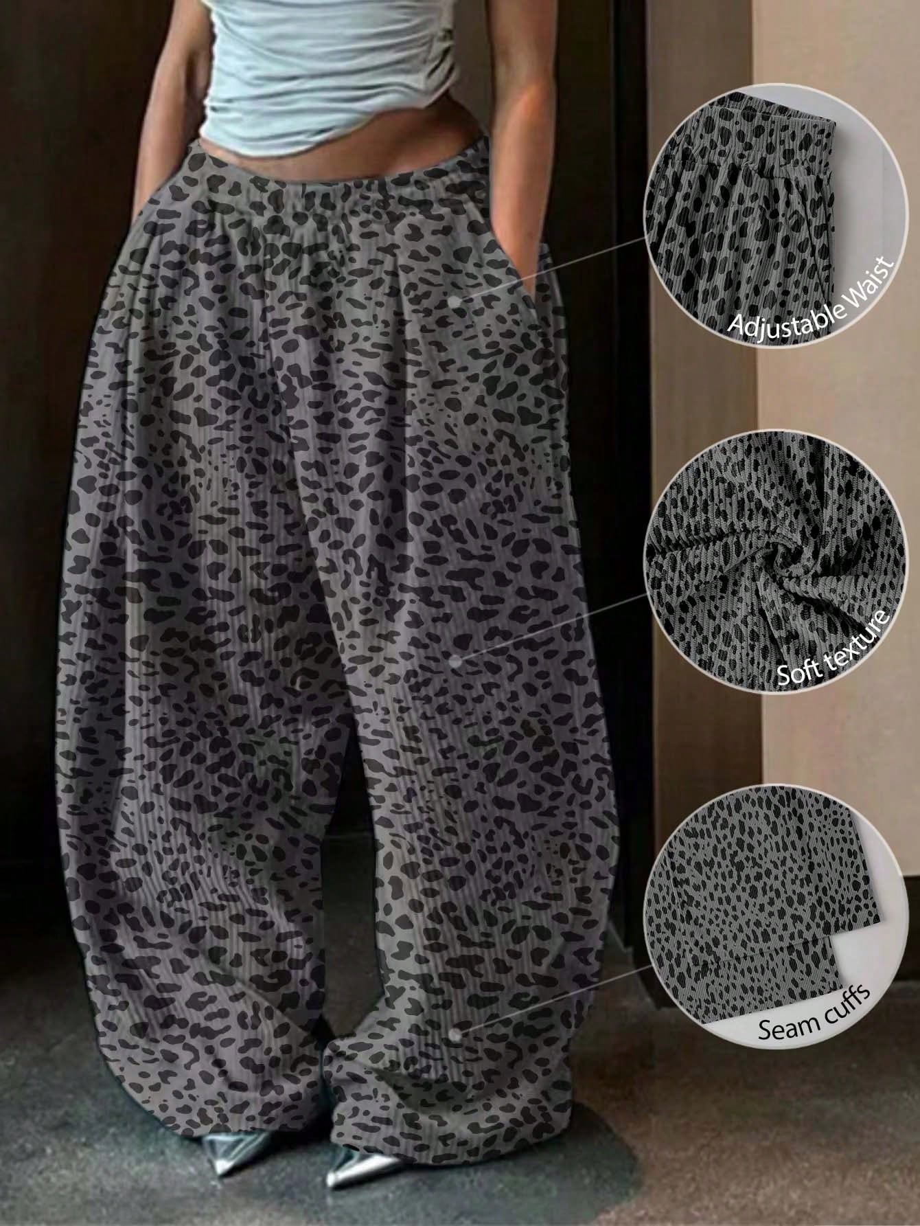 Women's Solid Color Simple Adjustable Waist Casual Baggy Pants