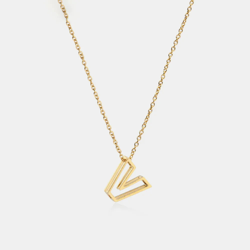 Stainless Steel Letter Pendant Necklace