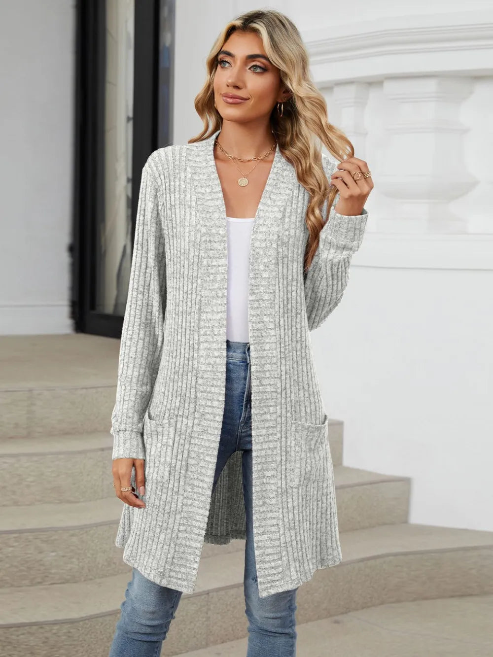 Open Front Long Sleeve Cardigan