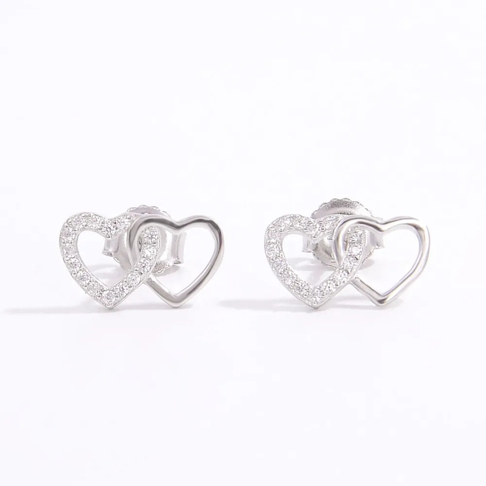 925 Sterling Silver Zircon Heart Earrings