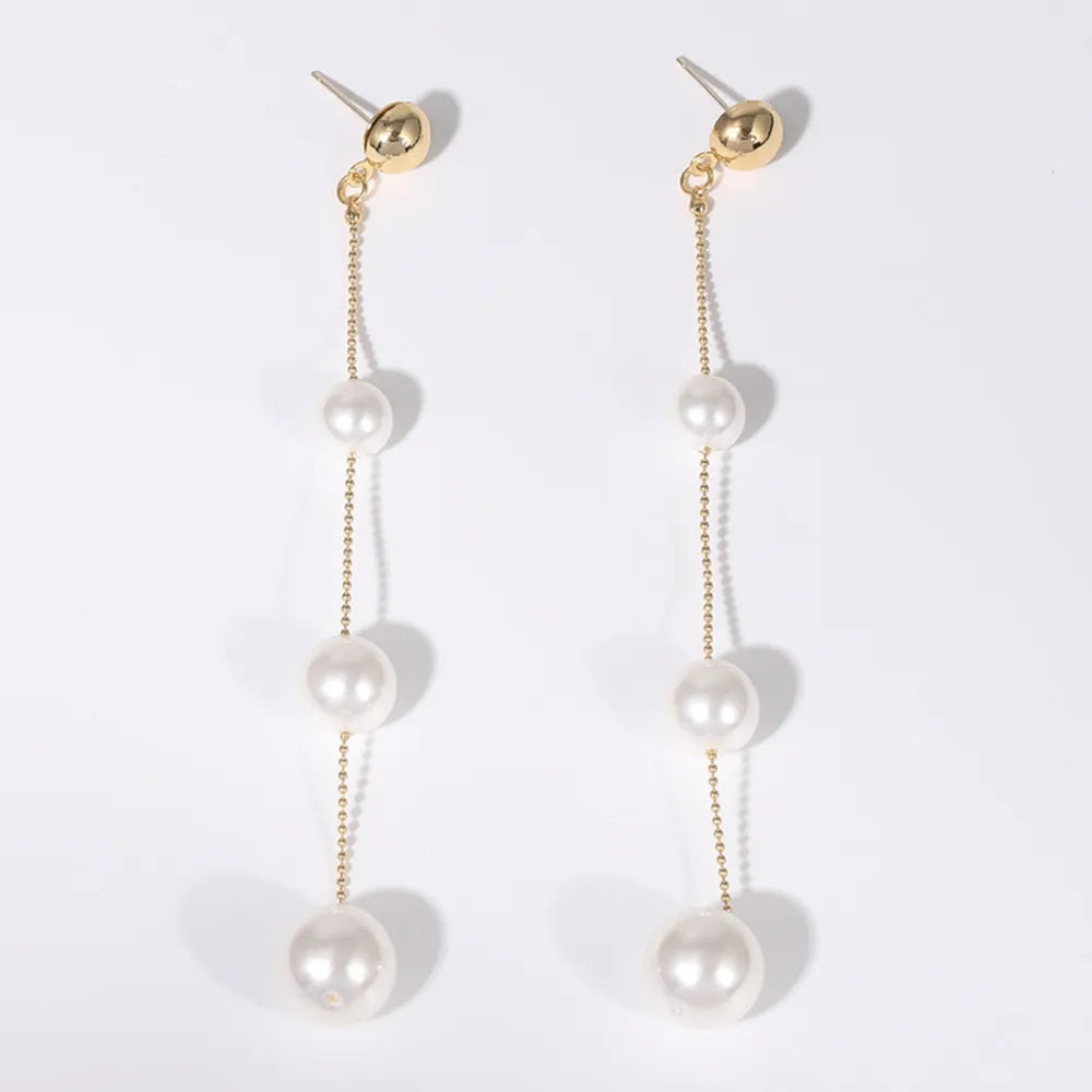 Gold-Plated Pearl Bar Earrings