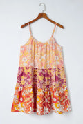 Floral Spaghetti Strap Tiered Dress