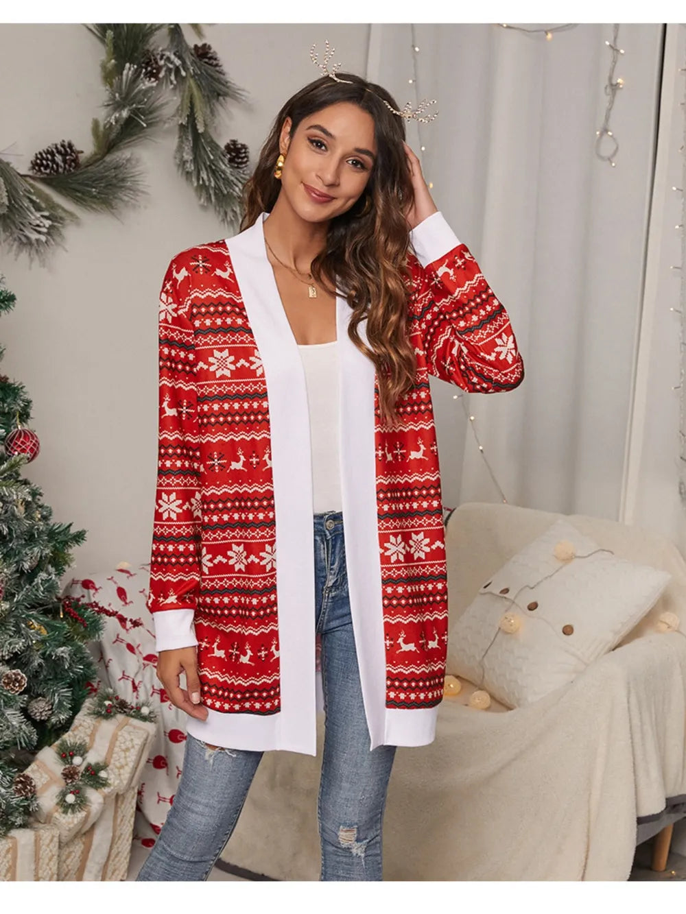 Christmas Open Front Cardigan