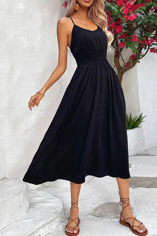 Spaghetti Strap Scoop Neck Midi Dress