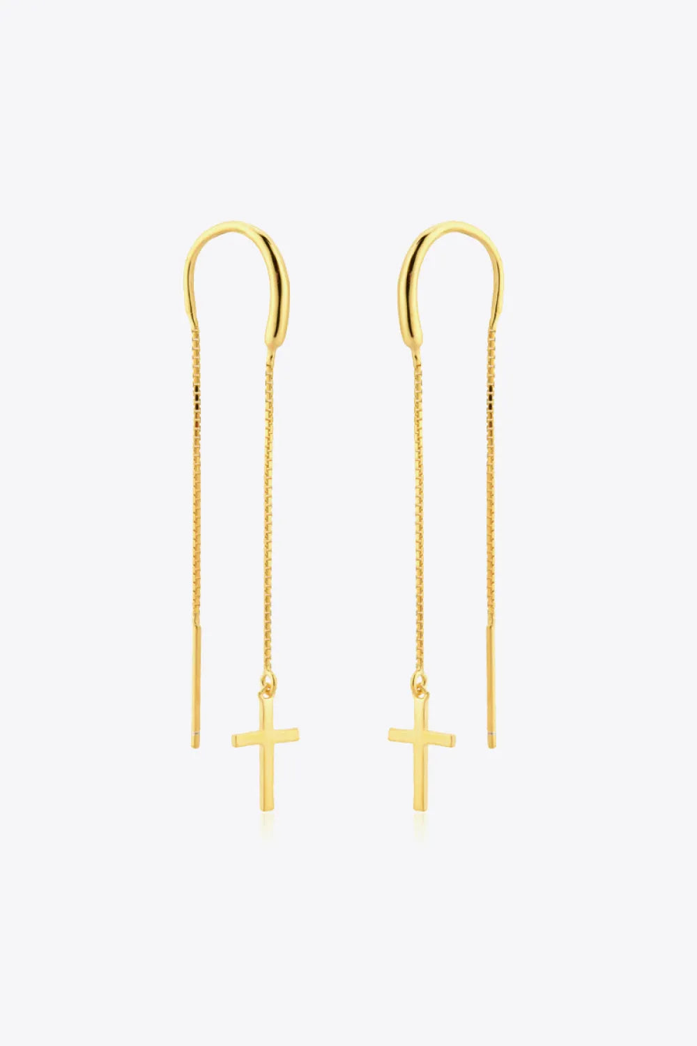 925 Sterling Silver Cross Threader Earrings