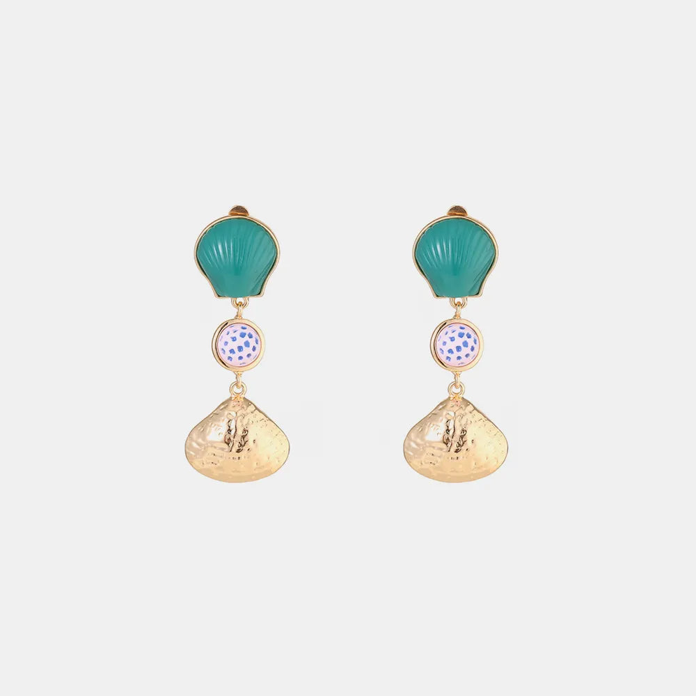 Shell & Tassel Alloy Dangle Earrings