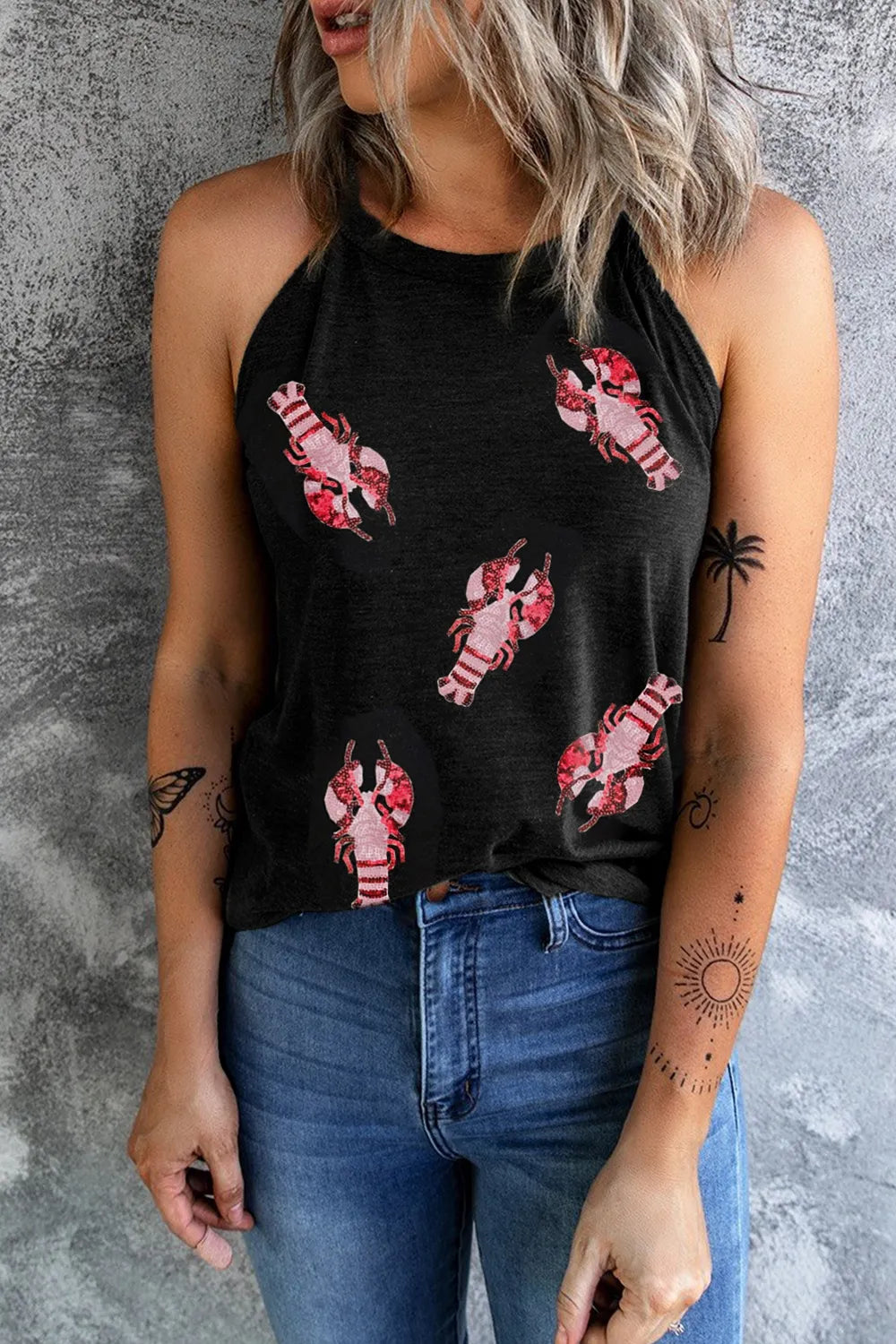 Sequin Lobster Round Neck Tank