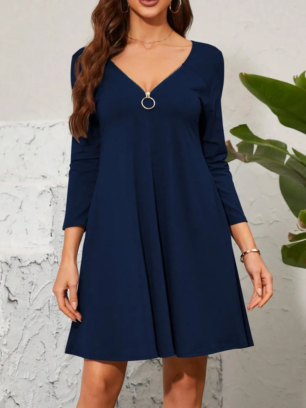 Quarter Zip Long Sleeve Dress