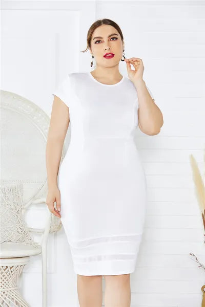 Plus Size Mesh Detail Midi Dress