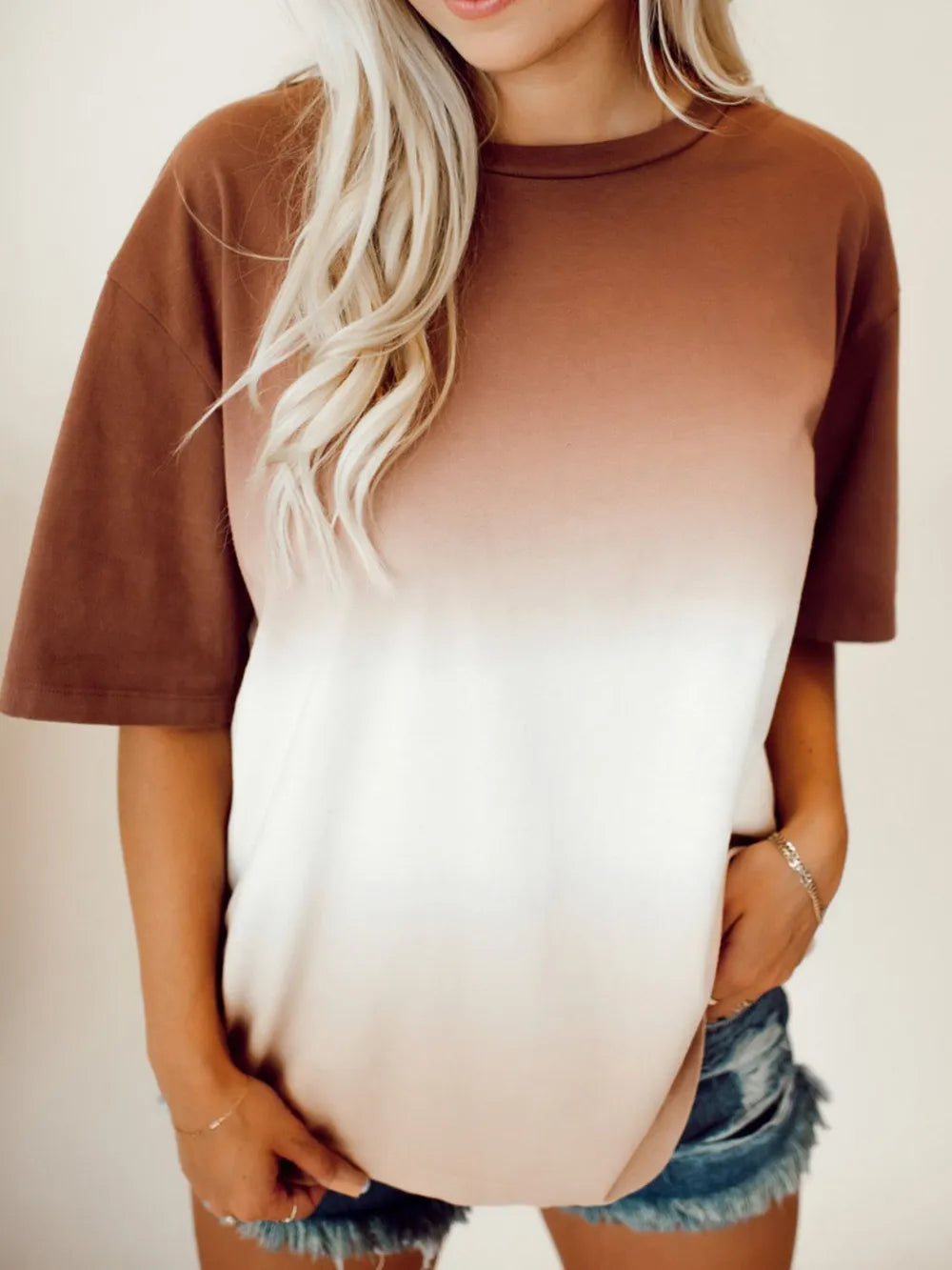 Gradient Round Neck Short Sleeve T-Shirt