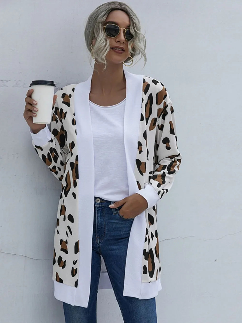 Leopard Open Front Cardigan