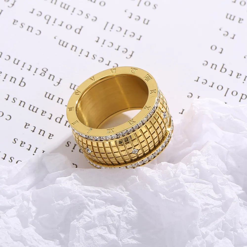 Inlaid Rhinestone Stainless Steel Ring