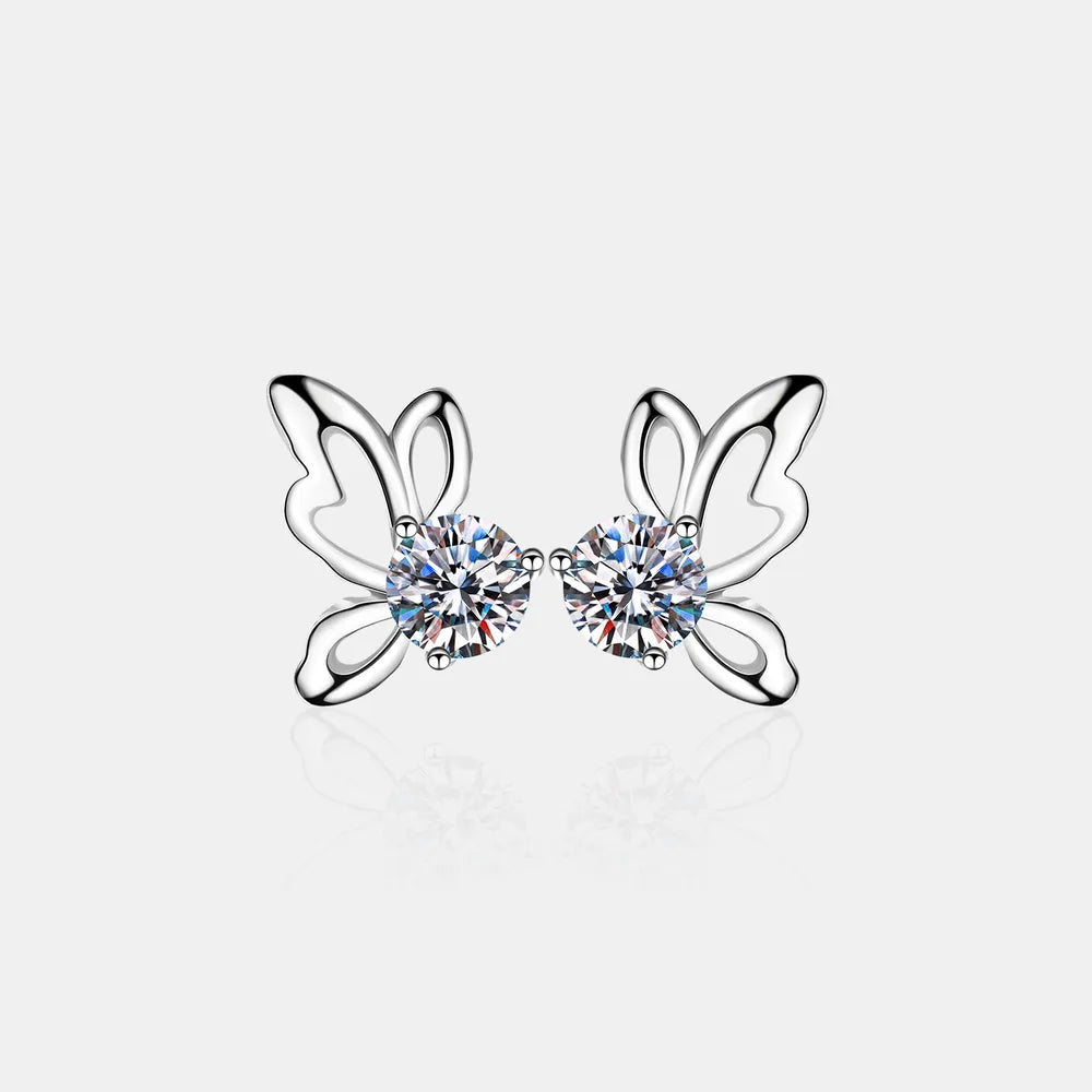 1 Carat Moissanite Butterfly Shape Earrings