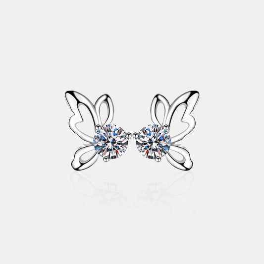 1 Carat Moissanite Butterfly Shape Earrings