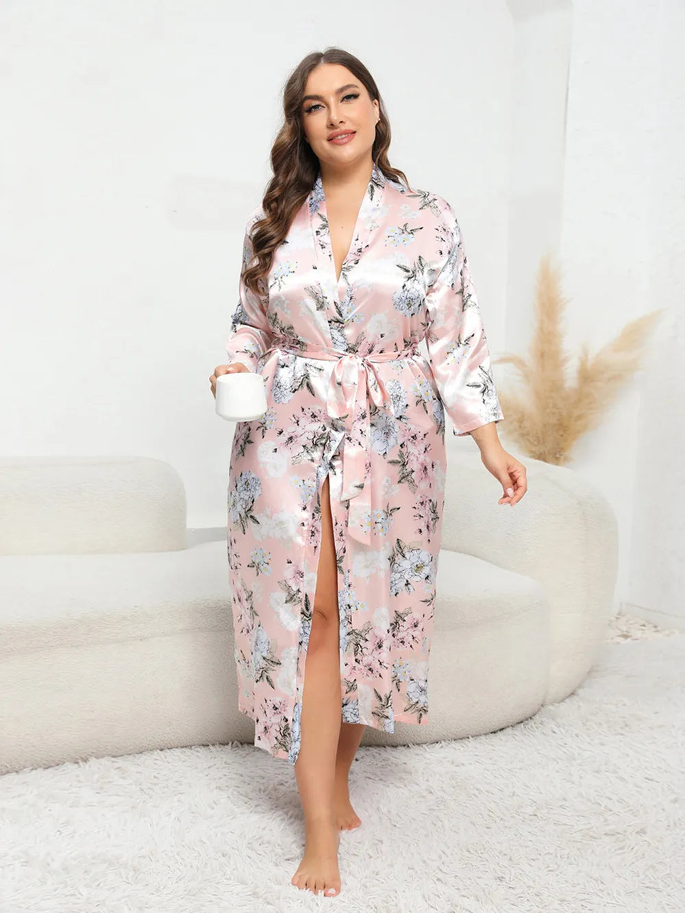 Plus Size Tie Waist Robe