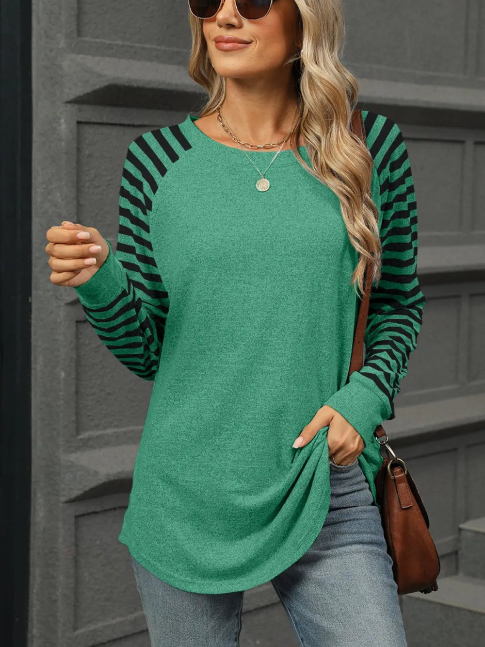 Striped Round Neck Long Sleeve T-Shirt