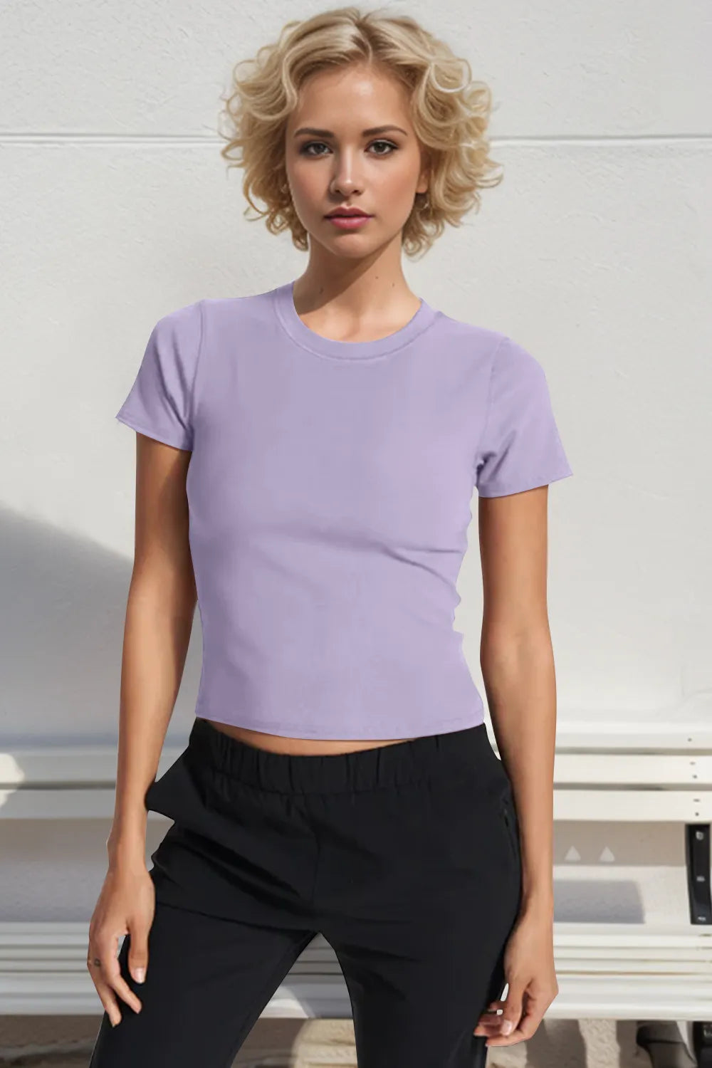 Basic Full Size Lyocell Short Sleeve Cropped T-Shirt with Bra Pads