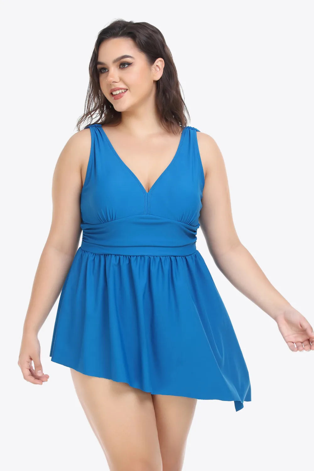 Plus Size Plunge Sleeveless Two-Piece Swimsuit