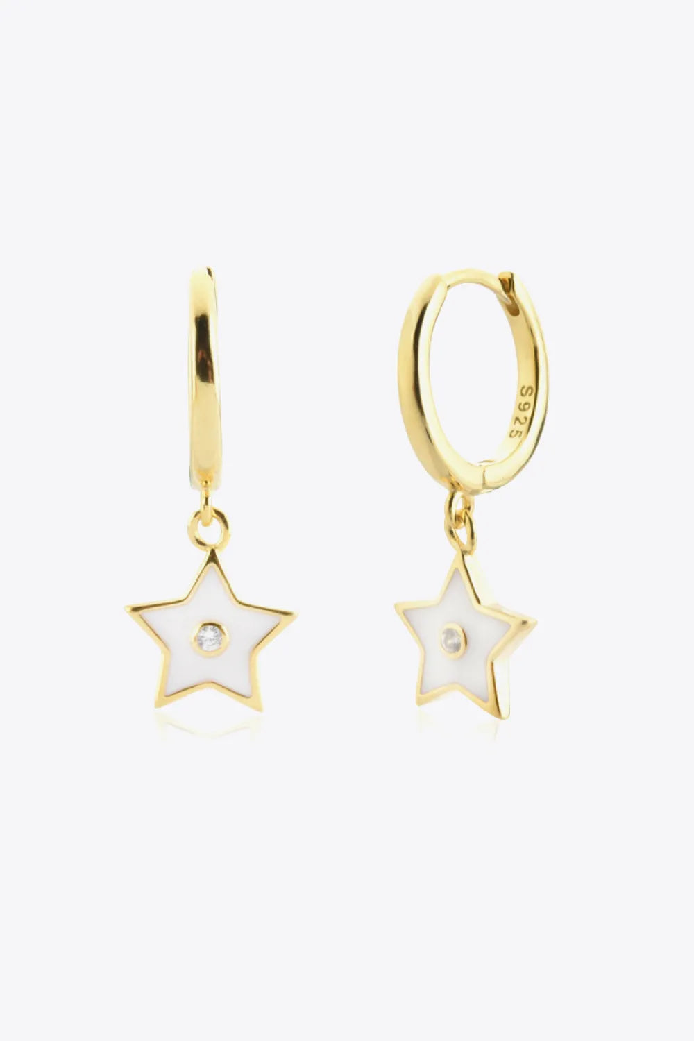 Zircon 925 Sterling Silver Star Drop Earrings