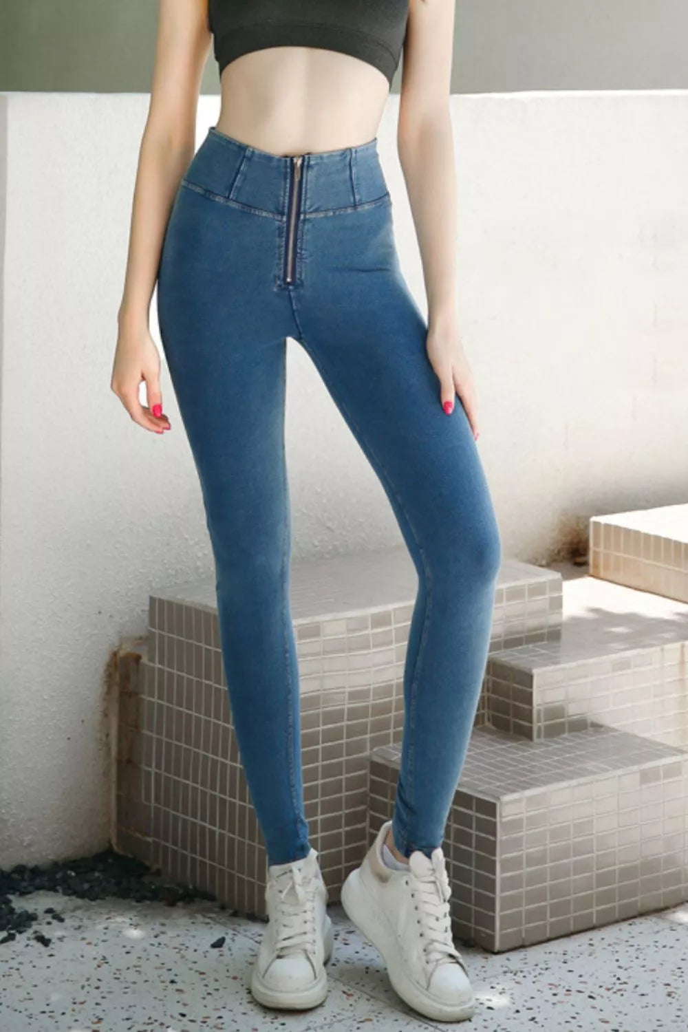 Zip High Waist Skinny Pants