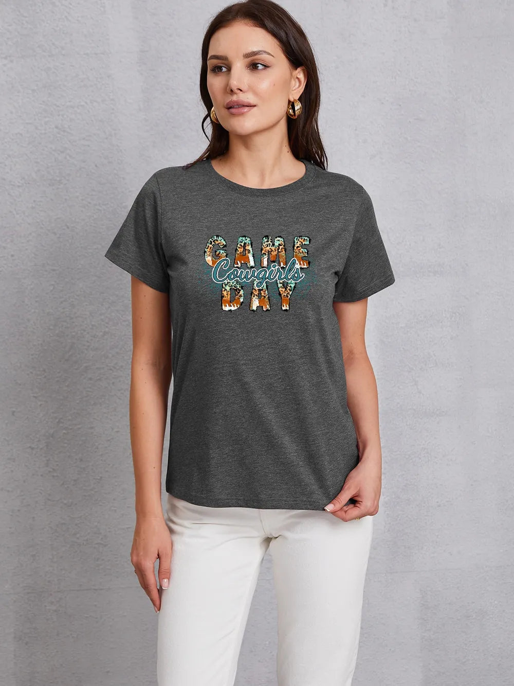 COWGIRLS GAME DAY Round Neck Short Sleeve T-Shirt